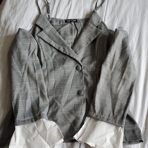 Fashion Nova plaid peplum style off the shoulder - Picture 1 of 2